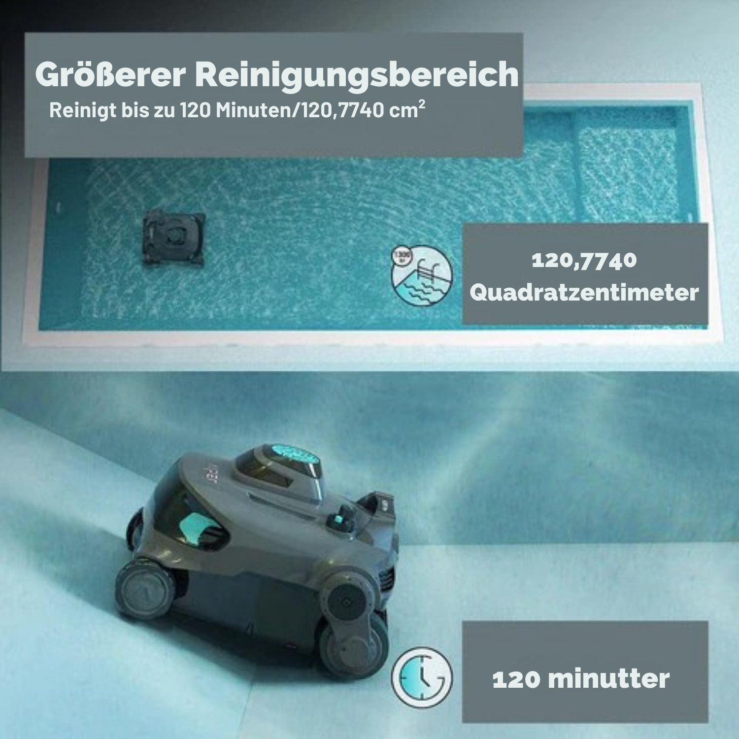 AquaGlanz™ Kabelloser Poolreiniger